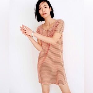 Madewell Striped Swingy Ribbed Tee Shirt Dress